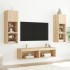 Muebles TV pared con LED 6 pzas madera ingeniería roble