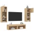 Muebles TV pared con LED 6 pzas madera ingeniería roble