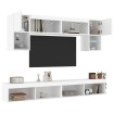 Muebles de TV de pared con LED 6 pzas madera ingeniería blanco