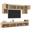 Muebles TV pared con LED 6 pzas madera ingeniería roble Sonoma