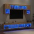 Muebles TV pared con LED 6 pzas madera ingeniería roble