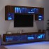 Muebles TV pared con LED 6 pzas madera ingeniería marrón