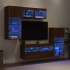 Muebles TV pared con LED 5 pzas madera ingeniería marrón