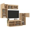 Muebles TV pared con LED 5 pzas madera ingeniería roble Sonoma