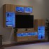 Muebles TV pared con LED 5 pzas madera ingeniería roble