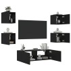 Muebles de TV de pared con luces LED 5 piezas negro