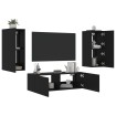 Muebles de TV de pared con luces LED 3 piezas negro