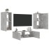 Muebles de TV de pared con luces LED 3 piezas gris