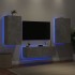 Muebles de TV de pared con luces LED 3 piezas gris