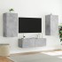 Muebles de TV de pared con luces LED 3 piezas gris