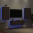 Muebles de TV de pared con luces LED 3 piezas marrón