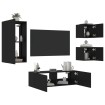 Muebles de TV de pared con luces LED 4 piezas negro