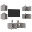 Muebles TV pared con LED 6 pzas madera ingeniería gris Sonoma