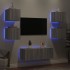 Muebles TV pared con LED 6 pzas madera ingeniería gris