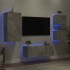 Muebles TV pared con LED 5 pzas madera ingeniería gris