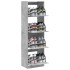 Mueble zapatero 4 cajones abatibles gris hormigón 60x42x204