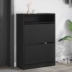 Mueble zapatero con 2 cajones abatibles negro 80x34x116 cm