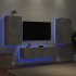 Muebles TV pared con LED 4 pzas madera ingeniería gris