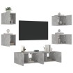 Muebles TV pared con LED 6 pzas madera ingeniería gris hormigón