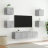 Muebles TV pared con LED 6 pzas madera ingeniería gris