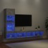 Muebles TV pared con LED 4 pzas madera ingeniería gris