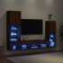 Muebles TV pared con LED 4 pzas madera ingeniería marrón