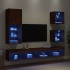 Muebles TV pared con LED 5 pzas madera ingeniería marrón