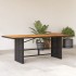 Mesa de jardín superficie de madera ratán PE negro 190x80x74