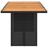 Mesa de jardín superficie de madera ratán PE negro 190x80x74