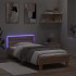 Estructura de cama cabecero luces LED roble Sonoma 90x200