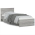 Estructura de cama cabecero luces LED gris Sonoma 90x200