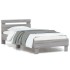 Estructura de cama cabecero luces LED gris Sonoma 90x190