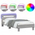 Estructura de cama cabecero luces LED gris Sonoma 90x190