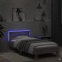 Estructura de cama cabecero luces LED gris Sonoma 90x190