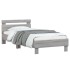 Estructura de cama cabecero luces LED gris Sonoma 90x190