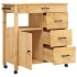 Carrito de cocina MONZA madera maciza de pino 84x40x90