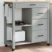 Carrito de cocina MONZA madera maciza de pino 84x40x90 cm