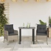 Set comedor de jardín 3 pzas cojines ratán sintético gris claro