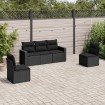 Set de muebles de jardín 5 pzas y cojines ratán sintético negro