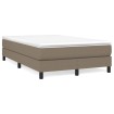 Cama box spring con colchón tela gris taupe 120x190 cm