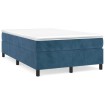 Cama box spring con colchón terciopelo azul oscuro 120x190 cm