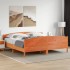 Estructura cama con cabecero madera pino marrón cera 180x200