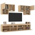 Muebles de TV de pared con luces LED 6 piezas roble