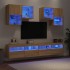 Muebles de TV de pared con luces LED 6 piezas roble