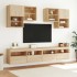 Muebles de TV de pared con luces LED 6 piezas roble