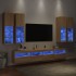 Muebles de TV de pared con luces LED 7 piezas roble