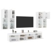 Muebles de TV de pared con luces LED 7 piezas blanco