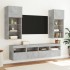 Muebles TV pared con LED 5 pzas madera ingeniería gris