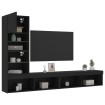 Muebles de TV de pared con LED 4 pzas madera ingeniería negro