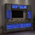 Muebles de TV de pared con luces LED 6 piezas gris